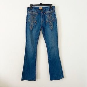 DRIFTWOOD Blue Embroidered Flare Jeans